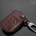 Luxury Genuine Leather Crocodile Grain Auto Key Bags Fold for Audi A3 - Brown