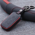 Personalized Genuine Leather Auto Key Bags Smart for Land Rover Freelander2 - Black Red