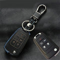 Personalized Genuine Leather Crocodile Grain Auto Key Bags Fold for Buick GL8 - Black Blue