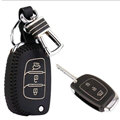 Personalized Genuine Leather Crocodile Grain Auto Key Bags Fold for Hyundai Avante - Black