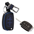 Personalized Genuine Leather Crocodile Grain Auto Key Bags Fold for Hyundai Avante - Blue
