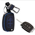 Personalized Genuine Leather Crocodile Grain Auto Key Bags Fold for Hyundai Sonata - Blue