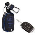 Personalized Genuine Leather Crocodile Grain Auto Key Bags Fold for Hyundai Tucson - Blue