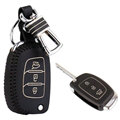 Personalized Genuine Leather Crocodile Grain Auto Key Bags Fold for Hyundai Verna - Black