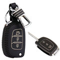 Personalized Genuine Leather Crocodile Grain Auto Key Bags Fold for Hyundai ix35 - Black