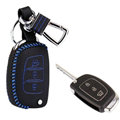 Personalized Genuine Leather Crocodile Grain Auto Key Bags Fold for Hyundai ix35 - Blue