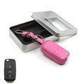 Personalized Genuine Leather Crocodile Grain Auto Key Bags Fold for Volkswagen Passat - Pink