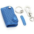Personalized Genuine Leather Long Hole Crocodile Grain Auto Key Bags Smart for Audi A4L - Blue
