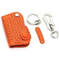 Personalized Genuine Leather Long Hole Crocodile Grain Auto Key Bags Smart for Audi A4L - Orange