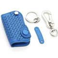 Personalized Genuine Leather Long Hole Crocodile Grain Auto Key Bags Smart for Audi A8L - Blue