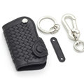 Personalized Genuine Leather Long Hole Crocodile Grain Auto Key Bags Smart for Audi Q5 - Black