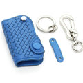 Personalized Genuine Leather Long Hole Crocodile Grain Auto Key Bags Smart for Audi Q5 - Blue