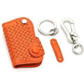 Personalized Genuine Leather Long Hole Crocodile Grain Auto Key Bags Smart for Audi Q5 - Orange