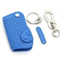 Personalized Genuine Leather Small Hole Crocodile Grain Auto Key Bags Smart for Audi A5 - Blue