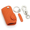 Personalized Genuine Leather Small Hole Crocodile Grain Auto Key Bags Smart for Audi A5 - Orange