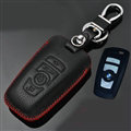 Simple Genuine Leather Auto Key Bags Smart for BMW 318i - Black Red