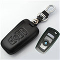 Simple Genuine Leather Auto Key Bags Smart for BMW 318i - Black
