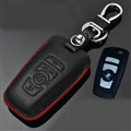 Simple Genuine Leather Auto Key Bags Smart for BMW 325i - Black Red