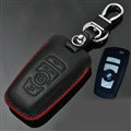 Simple Genuine Leather Auto Key Bags Smart for BMW 520i - Black Red