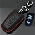 Simple Genuine Leather Auto Key Bags Smart for BMW 523i - Black Red