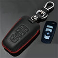 Simple Genuine Leather Auto Key Bags Smart for BMW 528i - Black Red