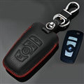 Simple Genuine Leather Auto Key Bags Smart for BMW 545i - Black Red