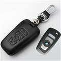 Simple Genuine Leather Auto Key Bags Smart for BMW 545i - Black