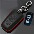 Simple Genuine Leather Auto Key Bags Smart for BMW 645Ci - Black Red