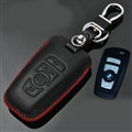 Simple Genuine Leather Auto Key Bags Smart for BMW 730Li - Black Red