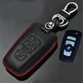 Simple Genuine Leather Auto Key Bags Smart for BMW 740Li - Black Red