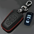 Simple Genuine Leather Auto Key Bags Smart for BMW 750Li - Black Red