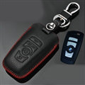Simple Genuine Leather Auto Key Bags Smart for BMW 760Li - Black Red