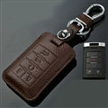 Simple Genuine Leather Auto Key Bags Smart for Cadillac CTS - Coffee