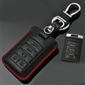 Simple Genuine Leather Auto Key Bags Smart for Cadillac SLS - Black Red