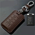 Simple Genuine Leather Auto Key Bags Smart for Cadillac SLS - Brown