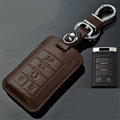 Simple Genuine Leather Auto Key Bags Smart for Cadillac SRX - Brown