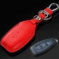 Simple Genuine Leather Auto Key Bags Smart for Ford Fiesta - Red