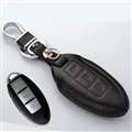 Simple Genuine Leather Auto Key Bags Smart for Nissan Sunny - Black