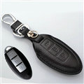 Simple Genuine Leather Auto Key Bags Smart for Nissan Tiida - Black