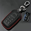Simple Genuine Leather Auto Key Bags Smart for Toyota Camry - Black Red