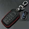 Simple Genuine Leather Auto Key Bags Smart for Toyota Cololla - Black Red