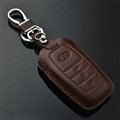 Simple Genuine Leather Auto Key Bags Smart for Toyota Cololla - Brown