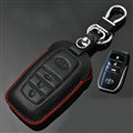 Simple Genuine Leather Auto Key Bags Smart for Toyota Prado - Black Red