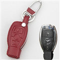 Simple Genuine Leather Car Key Bags Smart for Benz A180 - Red