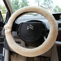 Bud Silk Bowknot Car Steering Wheel Cover Velvet 15 Inch 38CM - Beige