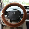 Bud Silk Bowknot Car Steering Wheel Cover Velvet 15 Inch 38CM - Brown