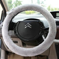 Bud Silk Bowknot Car Steering Wheel Cover Velvet 15 Inch 38CM - Grey