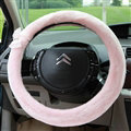 Bud Silk Bowknot Car Steering Wheel Cover Velvet 15 Inch 38CM - Pink
