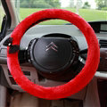 Bud Silk Bowknot Car Steering Wheel Cover Velvet 15 Inch 38CM - Red