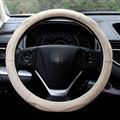 Cheap Car Steering Wheel Covers Genuine Leather 15 Inch 38CM - Beige